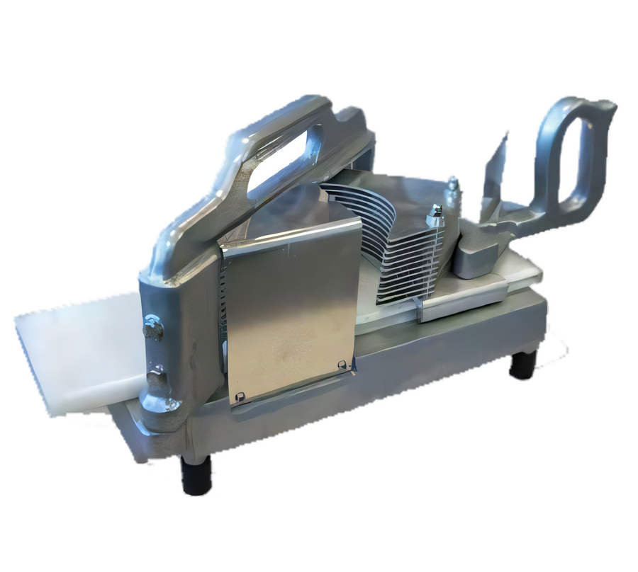Product image #1 for Omcan QS Series Manual Tomato Slicer, 3/16-Inch Cut, Scalloped Blade, Cast Aluminum & Stainless Steel