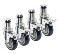 Krowne Royal Series 4-Inch Locking Swivel Stem Casters, Set of 4