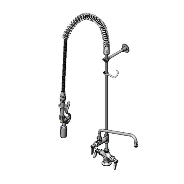 Product image #1 for T&S Brass EasyInstall Single Hole Deck Mount Pre-Rinse Unit with 12 Inch Swing Nozzle and 1.07 GPM Spray Valve