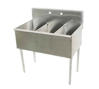 Advance Tabco Special Value Series Square Corner 3-Compartment Scullery Sink with 8-Inch Backsplash, 48 x 24.5 Inches