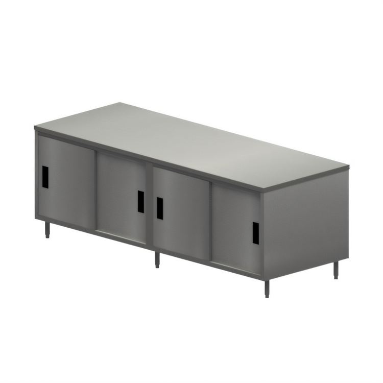 Product image #1 for 96-Inch Stainless Steel Chef Table Cabinet Base with Sliding Doors