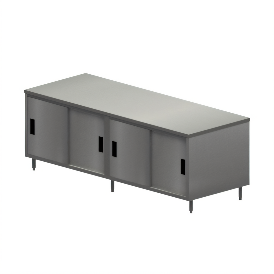 Product image #1 for 96-Inch Stainless Steel Chef Table Cabinet Base with Sliding Doors