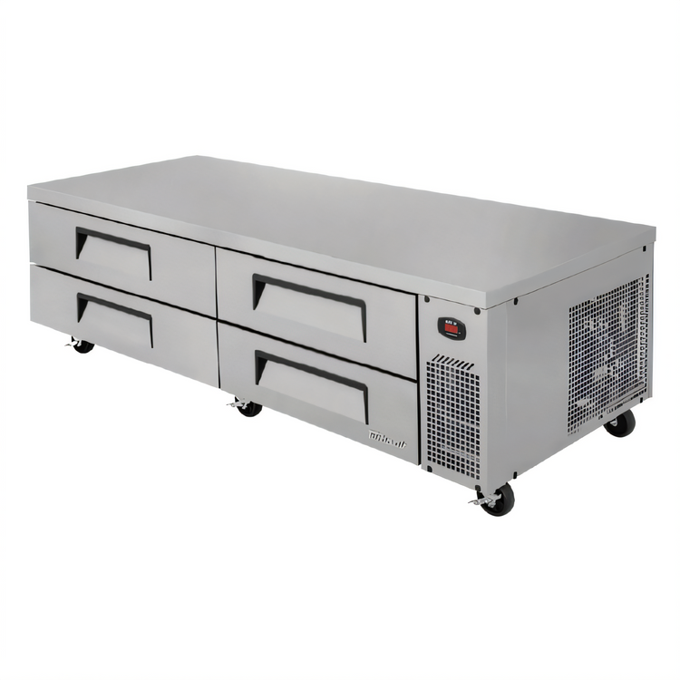 Product image #1 for Turbo Air Super Deluxe 4-Drawer Chef Base Refrigerator, 83-5/8-Inch Wide, 16.04 Cu. Ft., Self-Contained Side-Mount, 115V