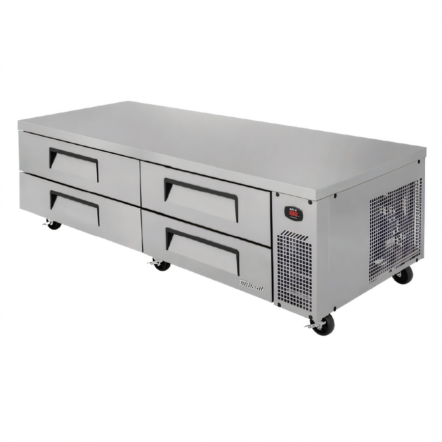 Product image #1 for Turbo Air Super Deluxe 4-Drawer Chef Base Refrigerator, 83-5/8-Inch Wide, 16.04 Cu. Ft., Self-Contained Side-Mount, 115V