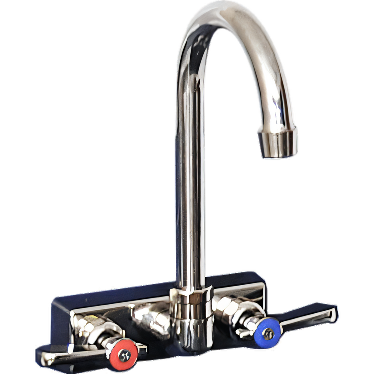 Product image #1 for BK Resources Evolution Series 4-Inch Center Splash Mount Stainless Steel Faucet with 8-Inch Gooseneck Spout