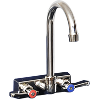 BK Resources Evolution Series 4-Inch Center Splash Mount Stainless Steel Faucet with 8-Inch Gooseneck Spout