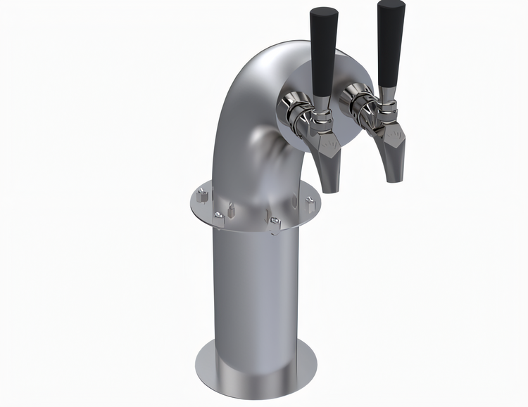 Product image #1 for Krowne Dual Faucet Glycol-Cooled Snakehead Countertop Beer Tower, Brushed Stainless Steel