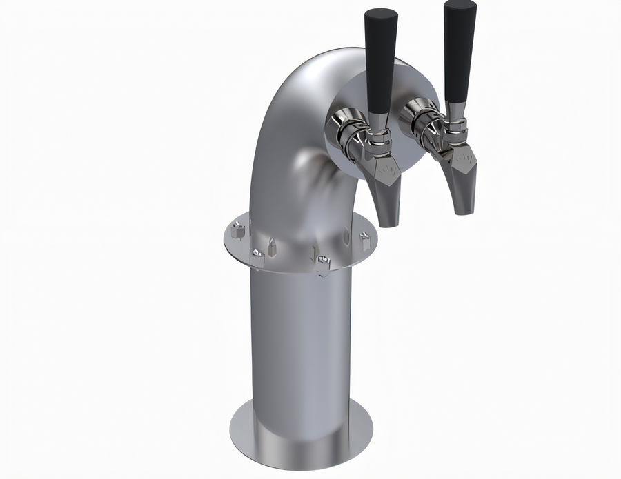 Product image #1 for Krowne Dual Faucet Glycol-Cooled Snakehead Countertop Beer Tower, Brushed Stainless Steel