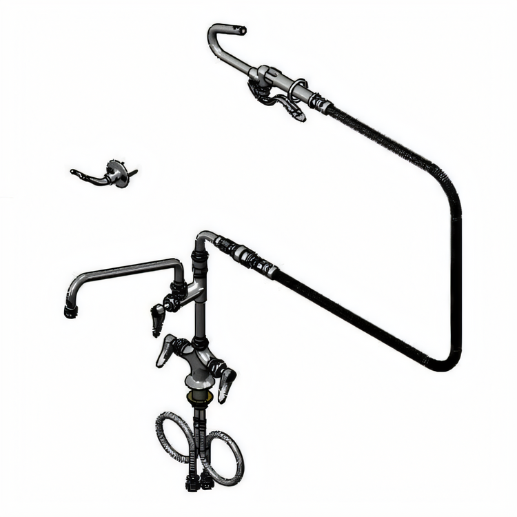 Product image #1 for T&S Brass Double Pantry Deck Mount Pantry Faucet with 12-Inch Swing Nozzle and Add-On Faucet