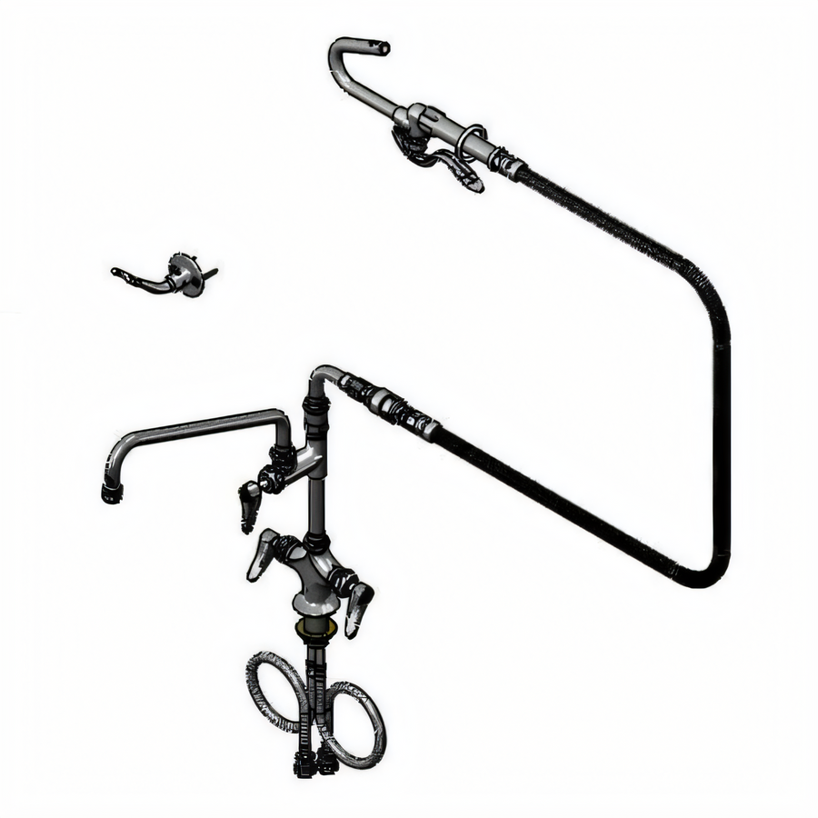 Product image #1 for T&S Brass Double Pantry Deck Mount Pantry Faucet with 12-Inch Swing Nozzle and Add-On Faucet