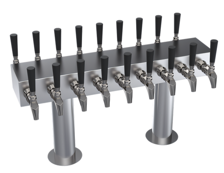 Product image #1 for Krowne Double-Sided 18-Faucet Glycol-Cooled T-Head Draft Beer Tower, 30-Inch, Brushed Stainless Steel
