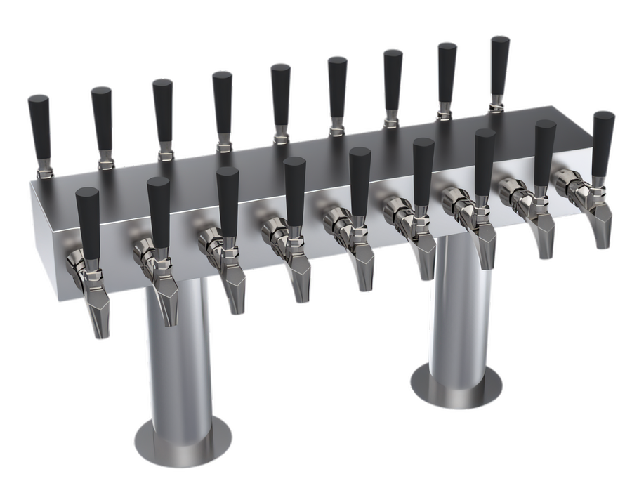 Product image #1 for Krowne Double-Sided 18-Faucet Glycol-Cooled T-Head Draft Beer Tower, 30-Inch, Brushed Stainless Steel