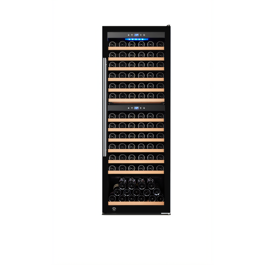 Product image #1 for Omcan Vinovero 25-Inch Dual Zone Commercial Wine Cooler, 126-Bottle Capacity, Locking Black Glass Door