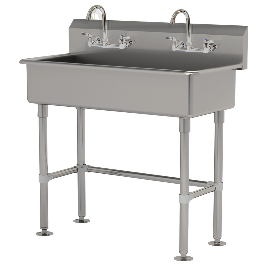 Product image #1 for Advance Tabco FS-FM-40-F Freestanding Multiwash Hand Sink with 2 Gooseneck Faucets, 40-Inch