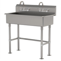 Advance Tabco FS-FM-40-F Freestanding Multiwash Hand Sink with 2 Gooseneck Faucets, 40-Inch