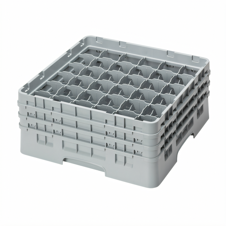 Product image #2 for Cambro Camrack® Full-Size 36-Compartment Glass Rack with 3 Soft Gray Extenders
