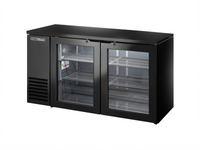 True Two-Section Glass Swing Door Back Bar Cooler, 60 1/8-Inch Wide, 24-Inch Deep, Single Zone, Black Exterior