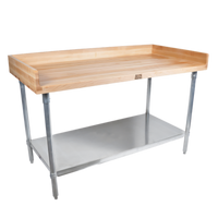 John Boos DNS08-X 60-Inch x 30-Inch Baker's Top Wood Work Table with Galvanized Steel Base and Adjustable Undershelf
