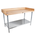 Thumbnail image #1 for John Boos DNS08-X 60-Inch x 30-Inch Baker's Top Wood Work Table with Galvanized Steel Base and Adjustable Undershelf