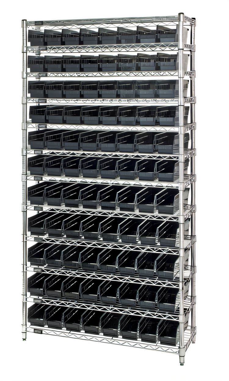 Product image #1 for Quantum Conductive Bin Wire Shelving System with 12 Shelves and 88 Bins
