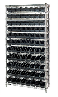 Quantum Conductive Bin Wire Shelving System with 12 Shelves and 88 Bins
