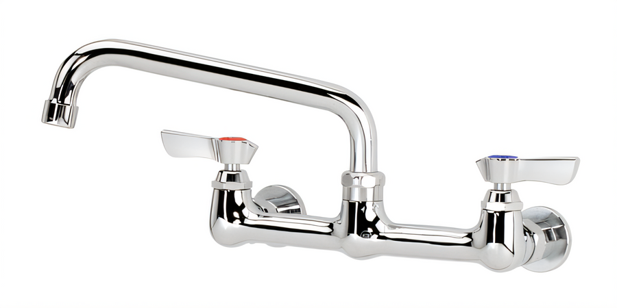 Product image #1 for Splash-Mounted Commercial Faucet with 8-Inch Centers and 8-Inch Swing Spout