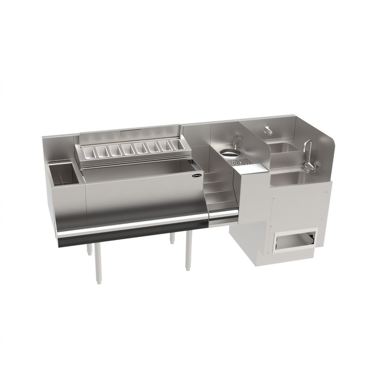 Product image #1 for Krowne 72-Inch Taffer Command Station Underbar Bar Ice Bin with Hybrid Sink and Speedrail, No Cold Plate