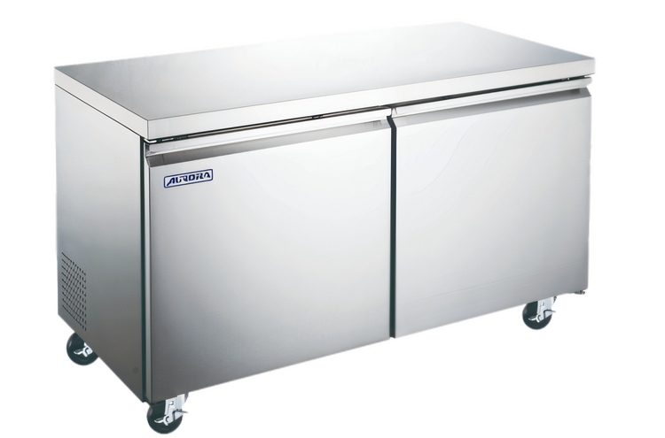 Product image #1 for Aurora 2-Section Undercounter Reach-In Freezer with Solid Doors, 11.3 Cu. Ft., Rear-Mounted Self-Contained Refrigeration