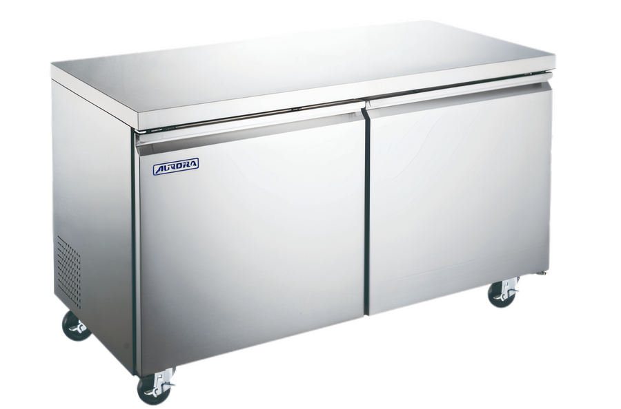 Product image #1 for Aurora 2-Section Undercounter Reach-In Freezer with Solid Doors, 11.3 Cu. Ft., Rear-Mounted Self-Contained Refrigeration