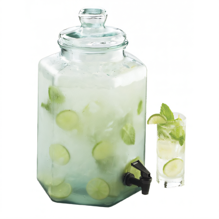 Product image #1 for Cal-Mil Single Hexagon Glass Infusion Beverage Dispenser with Spigot and Lid, 2 Gallon