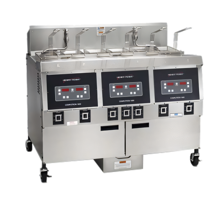 Product image #1 for Henny Penny OFE-323.0 Electric Three-Well Open Fryer with Built-In Filter System