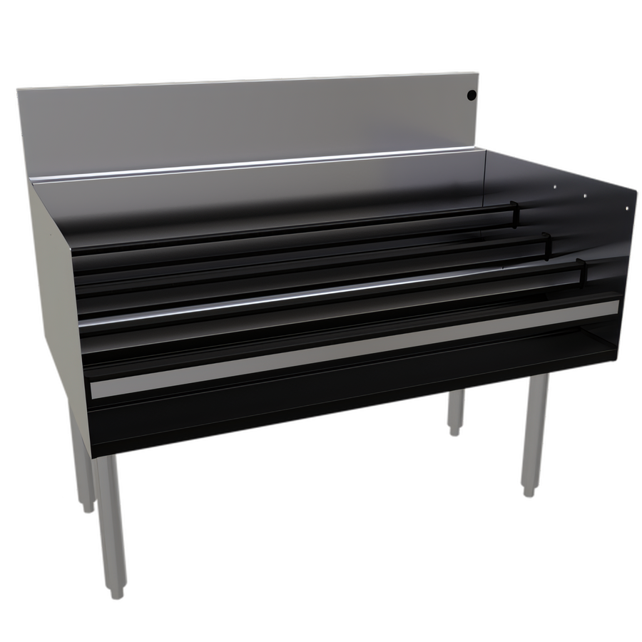 Product image #1 for Glastender Free-Standing Stainless Steel Underbar Liquor Steps, 42-Inch W x 24-Inch D, 4-Step