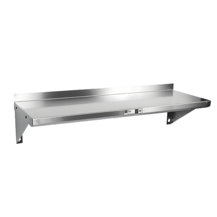 Product image #1 for John Boos Stallion 72-Inch x 12-Inch 16-Gauge Stainless Steel Wall-Mounted Shelf with 1-1/2-Inch Rear Riser