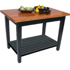 Thumbnail image #1 for John Boos Rouge et Noir RN-C6025-S 60-Inch American Cherry Edge-Grain Island Work Table with 1-1/2-Inch Top and Black Undershelf Base
