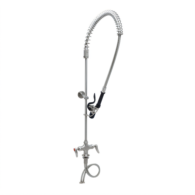Product image #2 for Stainless Steel Single Hole Deck-Mount Mixing Faucet with 24-Inch Riser, 44-Inch Flexible Hose, and Spray Valve
