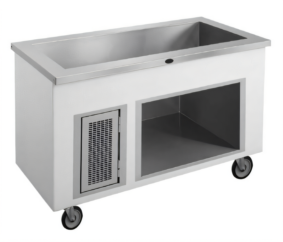Product image #1 for Randell RANFG IC-4S Mobile Ice-Cooled 4-Pan Cold Food Table with Open Storage Base