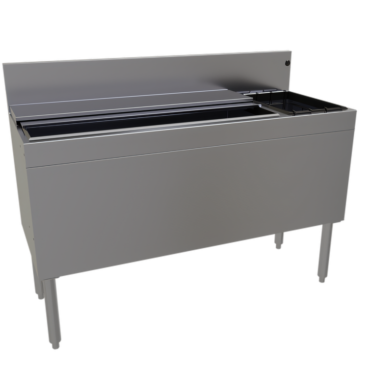 Product image #1 for Glastender 48-Inch Extra Deep Stainless Steel Underbar Ice Bin/Cocktail Unit with 10-Circuit Cold Plate and Right-Side Bottle Well Storage