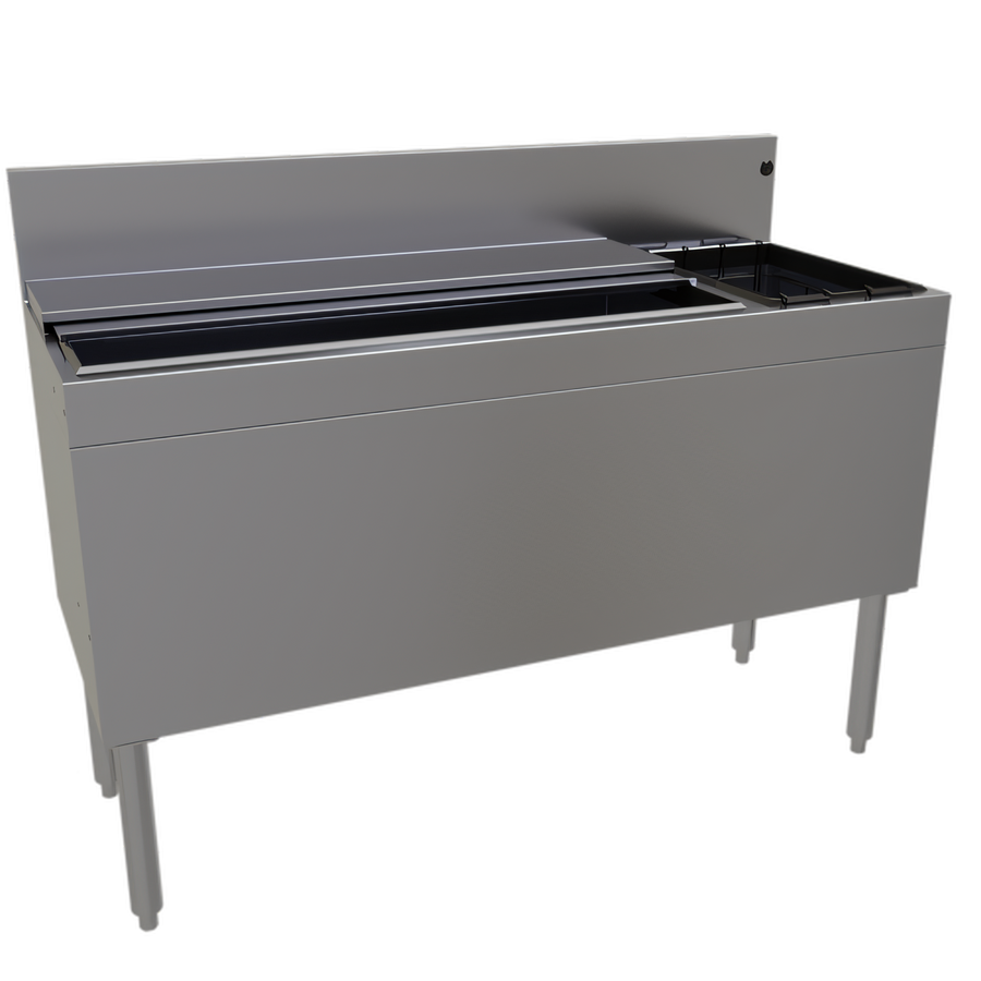 Product image #1 for Glastender 48-Inch Extra Deep Stainless Steel Underbar Ice Bin/Cocktail Unit with 10-Circuit Cold Plate and Right-Side Bottle Well Storage