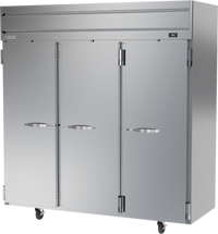 Beverage-Air Horizon Series Three-Section Reach-In Freezer with Solid Hinged Doors, 69.1 Cu. Ft., Top-Mounted Self-Contained Refrigeration