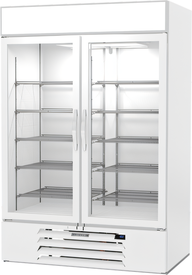 Product image #1 for Beverage-Air MarketMax IQ 52-Inch Two-Section Glass Door Freezer Merchandiser with Electronic Smart Lock, White, 46.2 Cu. Ft.