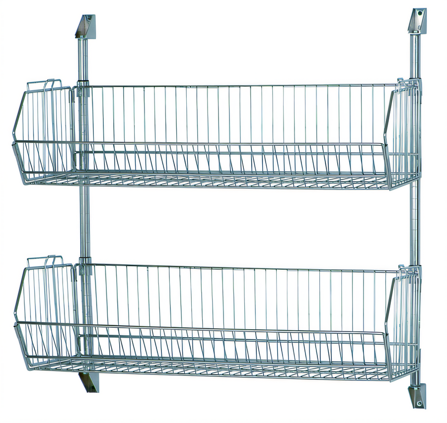 Product image #1 for Quantum Cantilever Wire Basket Post Wall Mount Kit, 48 W x 14 D x 34 H, Chrome Plated