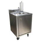Thumbnail image #1 for BK Resources MHS-2424-CH-BKD Mobile Stainless Steel Single-Bowl Hand Wash Sink with Hot & Cold Water, 10 x 14 x 5-Inch Bowl