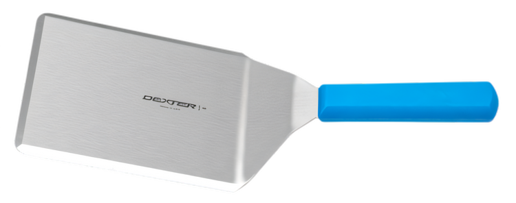 Product image #1 for Dexter Russell Basics 6 x 5 Inch Stainless Steel Hamburger Turner with Offset Blade and Blue Polypropylene Handle
