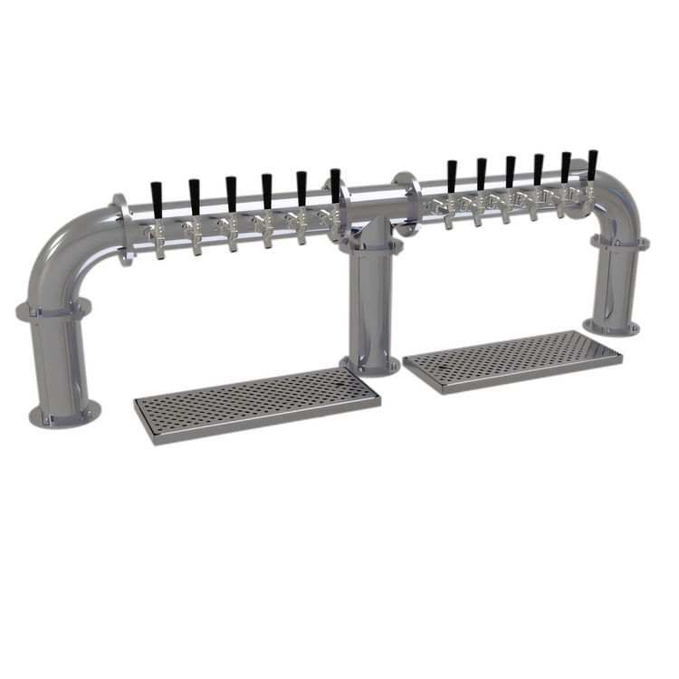 Product image #1 for Glastender 12-Faucet 3-Column Countertop Pipe Bridge Draft Dispensing Tower, Glycol-Cooled, Stainless Steel