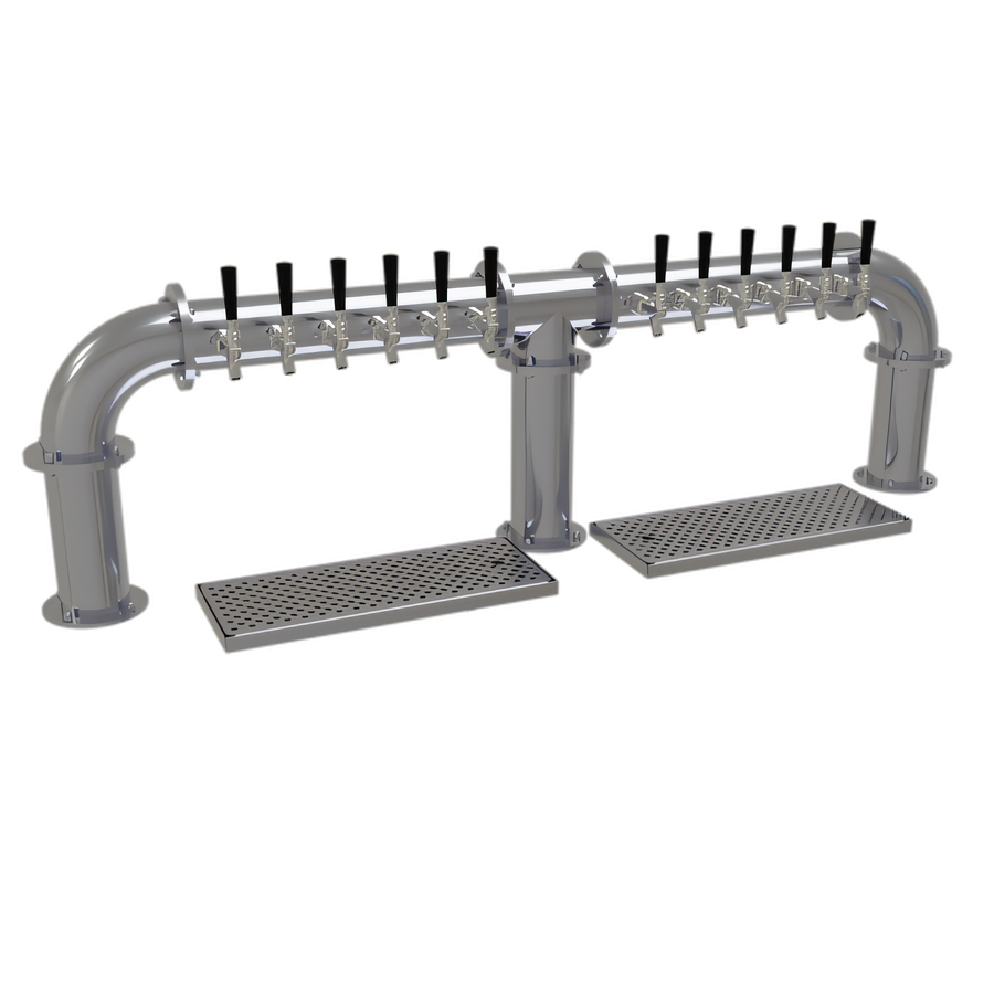 Product image #1 for Glastender 12-Faucet 3-Column Countertop Pipe Bridge Draft Dispensing Tower, Glycol-Cooled, Stainless Steel