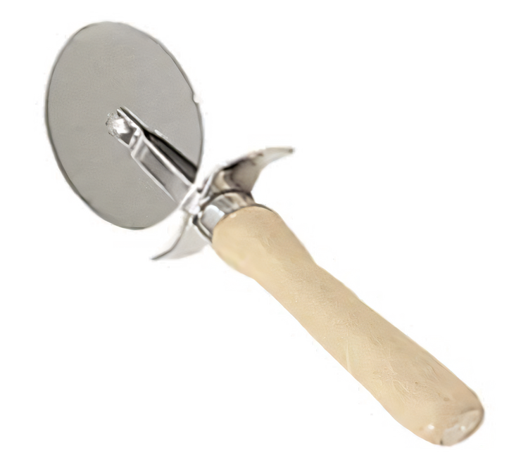 Product image #1 for Commercial 4-Inch Stainless Steel Pizza Cutter with Wood Handle and Finger Guard