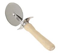 Commercial 4-Inch Stainless Steel Pizza Cutter with Wood Handle and Finger Guard