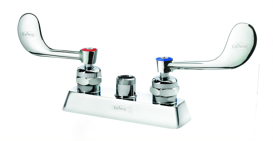 Product image #1 for Krowne Royal Series 4-Inch Center Deck Mount Faucet Body Only with Wrist Blade Handles, Vandal Resistant