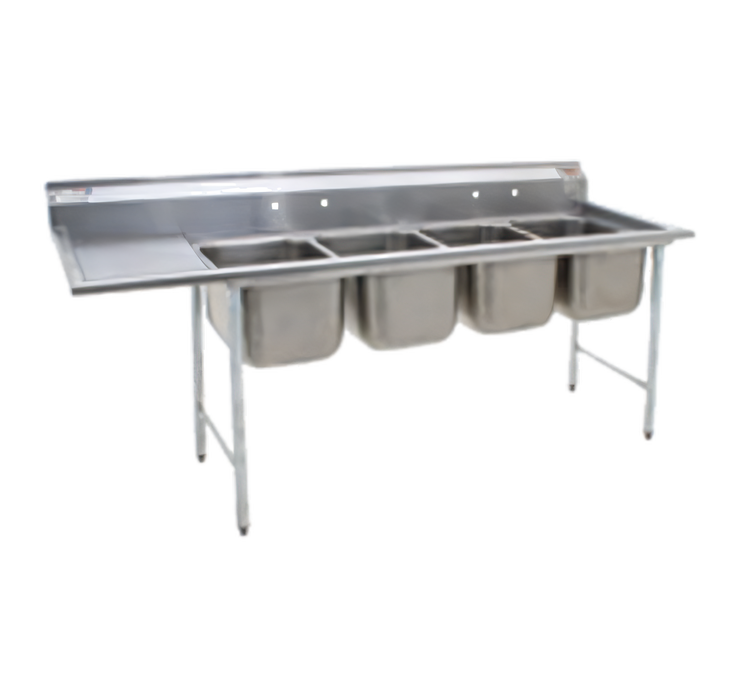 Product image #1 for Eagle Group 414 Series Coved Corner Four-Compartment Sink with Right-Hand 24-Inch Drainboard