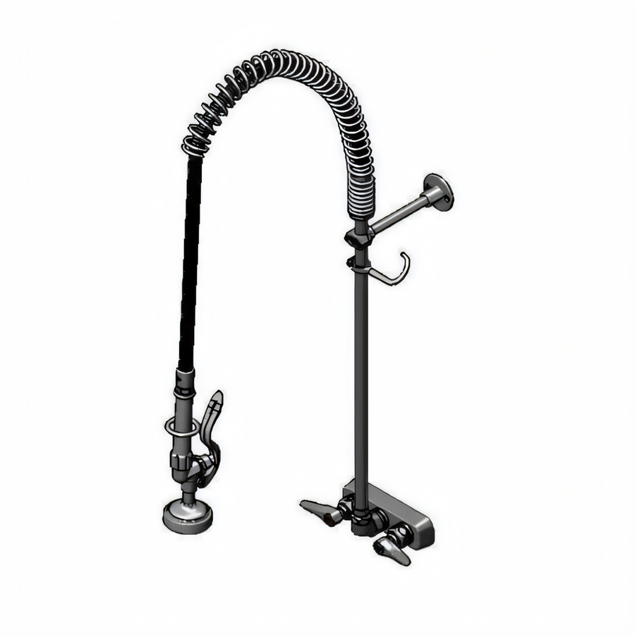 Product image #1 for T&S Brass EasyInstall 4" Wall-Mount Workboard Pre-Rinse Unit with 22" Riser and 1.15 GPM Spray Valve